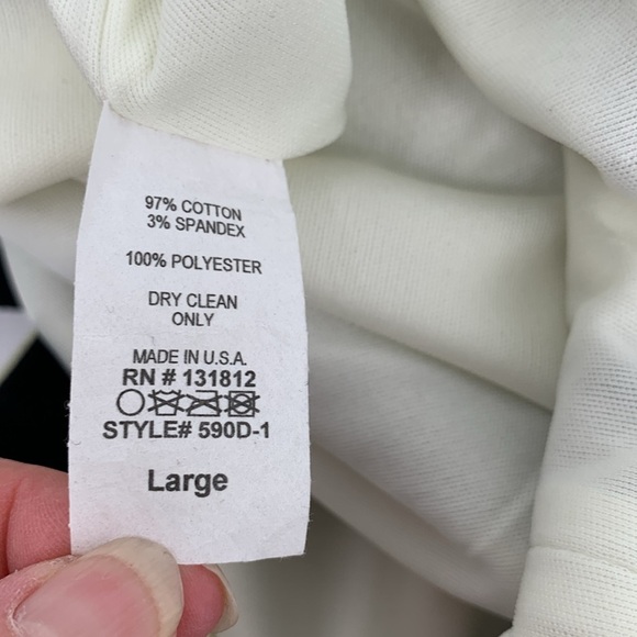 Judith March shift dress black white wide stripe chevron scallop sleeveless L - Picture 5 of 5